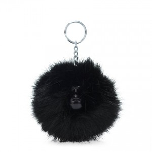 Black Kipling Pompom Monkey Keychains | UAE-K1029Q