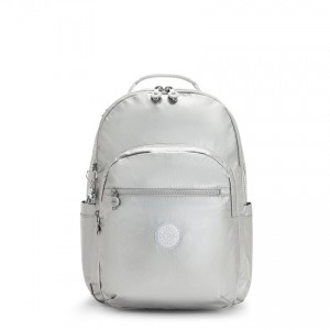 Silver Kipling Seoul Large Metallic Backpacks | UAE-K1368Y