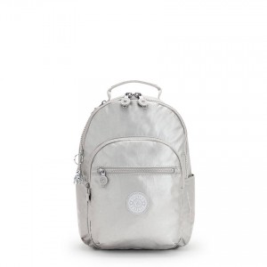 Silver Kipling Seoul Small Metallic Backpacks | UAE-K1371O