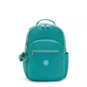 Turquoise Kipling Seoul Large Laptop Backpacks | UAE-K1338W