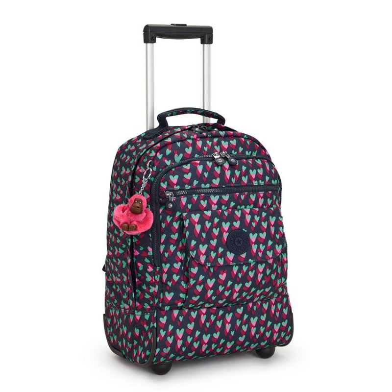 Black Pink Kipling Sanaa Rolling Backpacks | UAE-K2165F