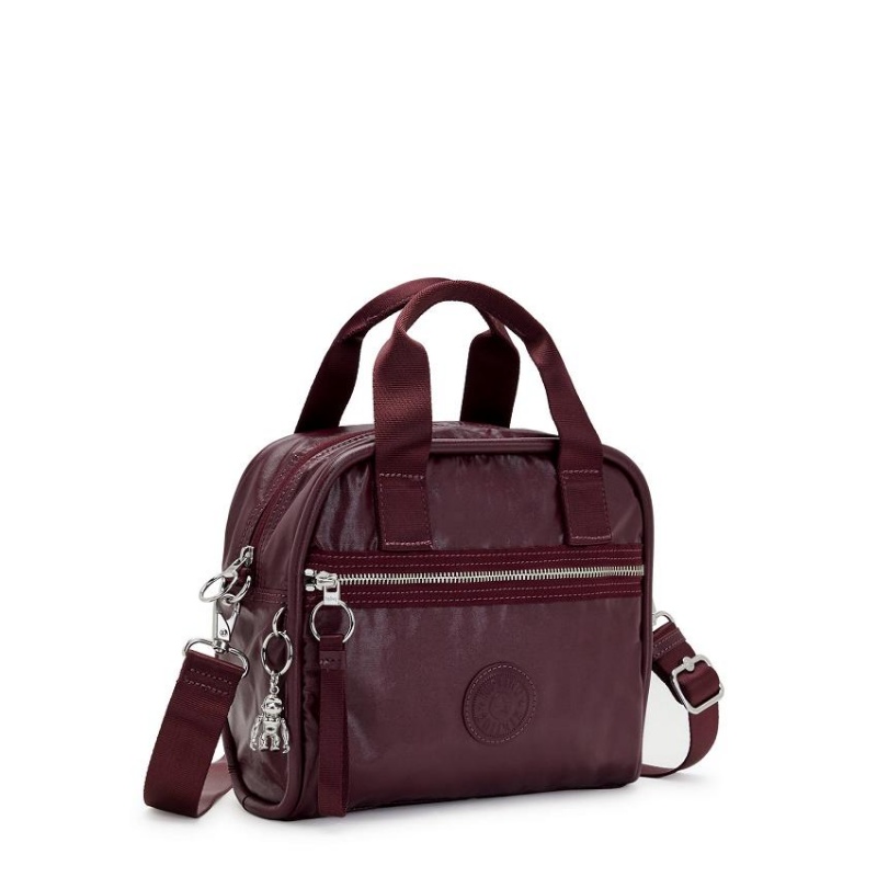 Burgundy Metal Kipling Hadya Metallic Handbags | UAE-K1814S