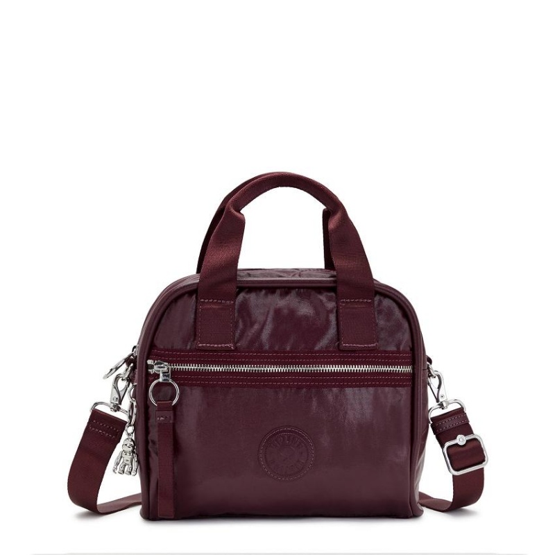 Burgundy Metal Kipling Hadya Metallic Handbags | UAE-K1814S