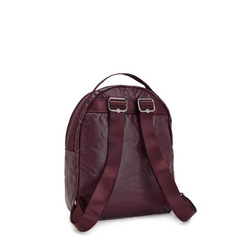 Burgundy Metal Kipling Kae Fashion Backpacks | UAE-K1291H