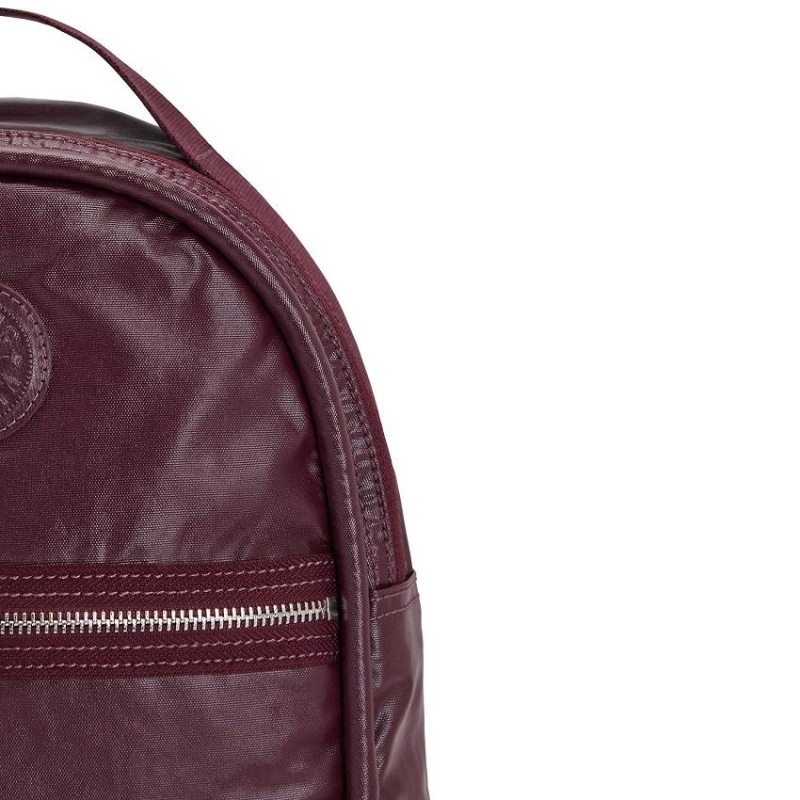 Burgundy Metal Kipling Kae Fashion Backpacks | UAE-K1291H