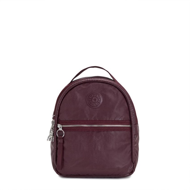 Burgundy Metal Kipling Kae Fashion Backpacks | UAE-K1291H