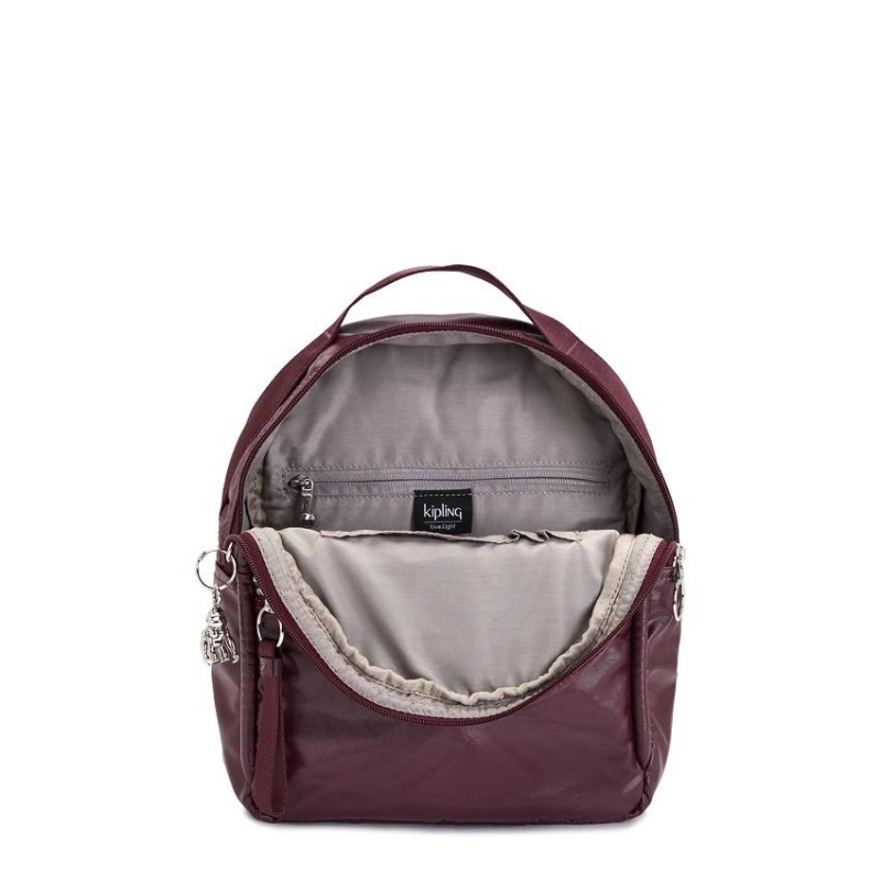 Burgundy Metal Kipling Kae Travel Backpacks | UAE-K1446M