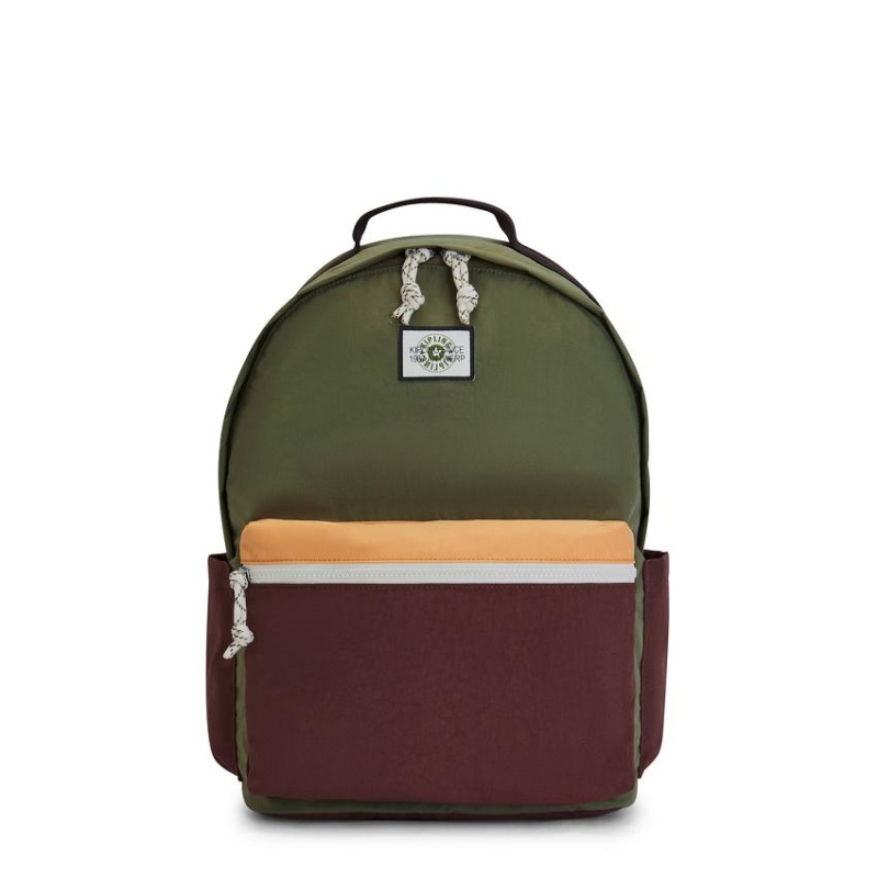 Olive Burgundy Kipling Damien Large Fashion Backpacks | UAE-K1250W