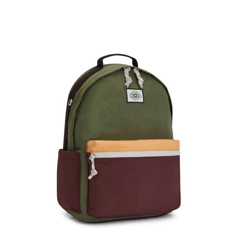 Olive Burgundy Kipling Damien Large Laptop Backpacks | UAE-K1326I