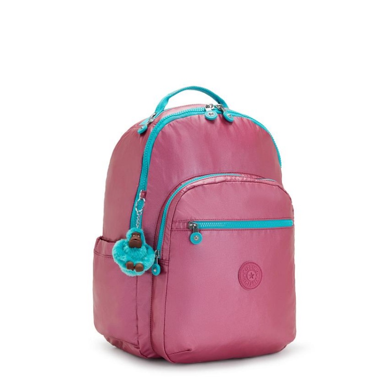 Pink Metal Kipling Seoul Large Metallic Backpacks | UAE-K1367T