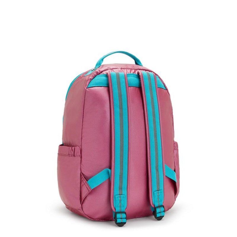 Pink Metal Kipling Seoul Large Metallic Backpacks | UAE-K1367T