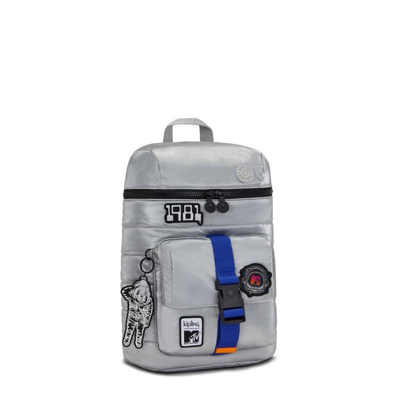 Silver Kipling Bosko Metallic Backpacks | UAE-K1356B