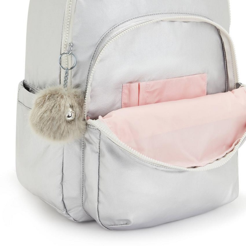 Silver Kipling Seoul Large Metallic Backpacks | UAE-K1369U