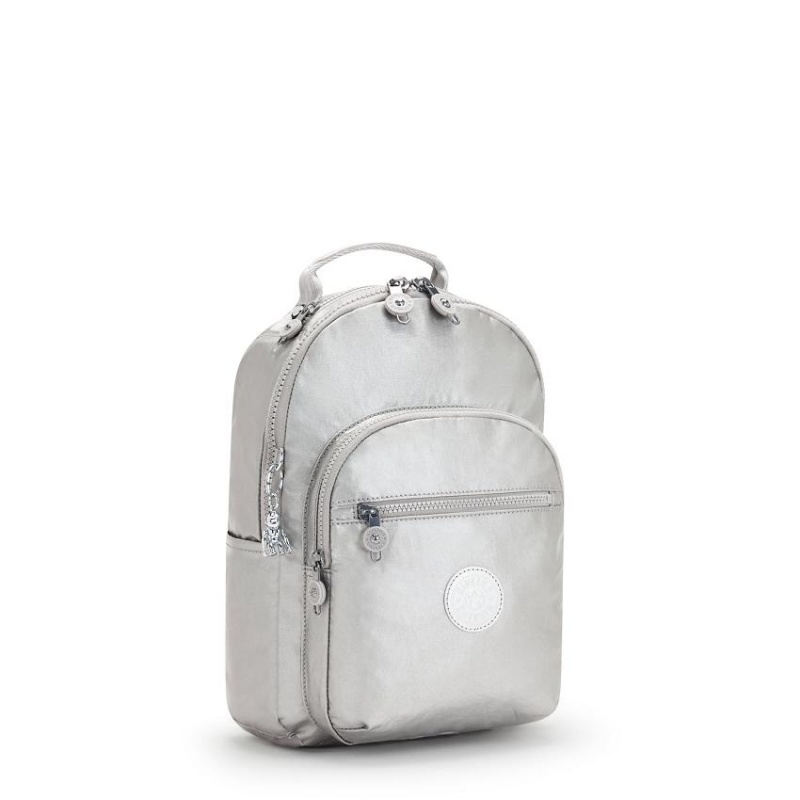 Silver Kipling Seoul Small Metallic Backpacks | UAE-K1371O