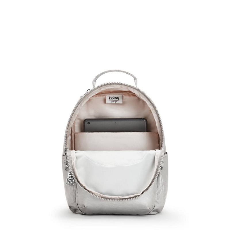 Silver Kipling Seoul Small Metallic Backpacks | UAE-K1371O