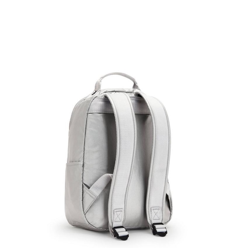 Silver Kipling Seoul Small Metallic Backpacks | UAE-K1371O