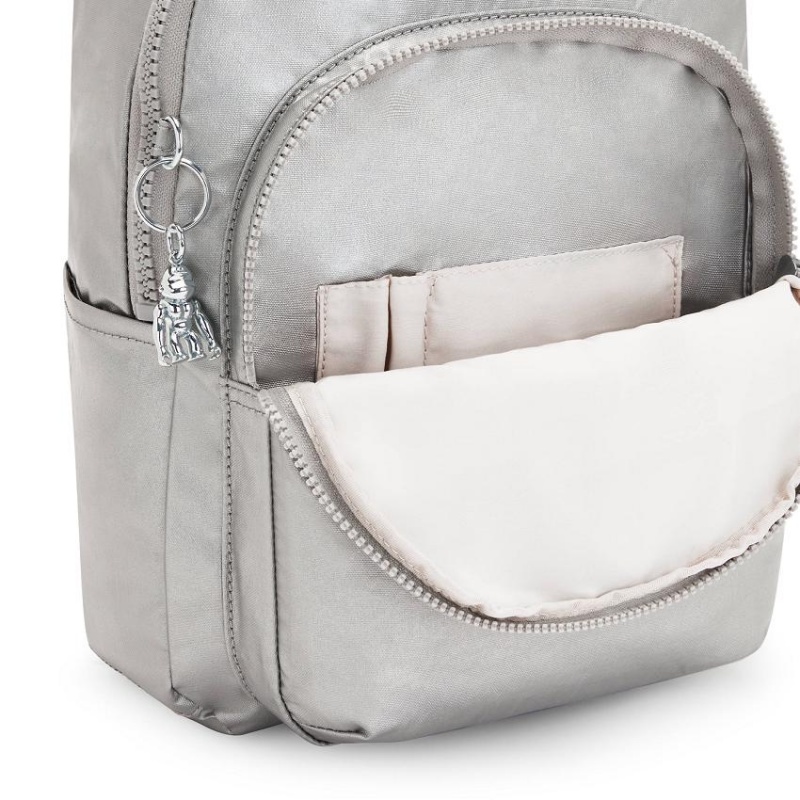 Silver Kipling Seoul Small Metallic Backpacks | UAE-K1371O