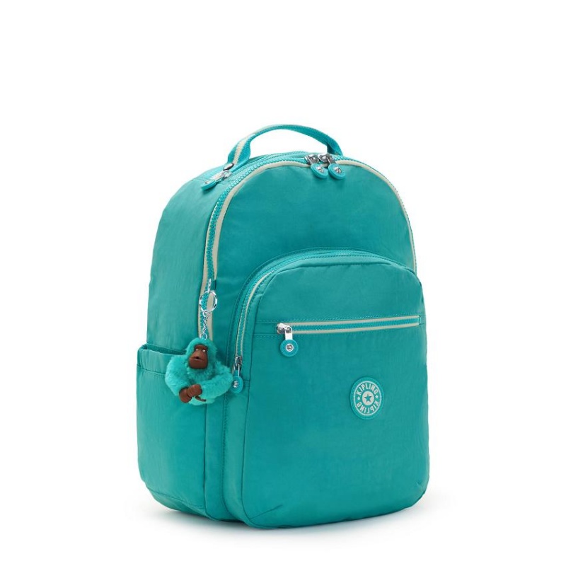 Turquoise Kipling Seoul Large Laptop Backpacks | UAE-K1338W