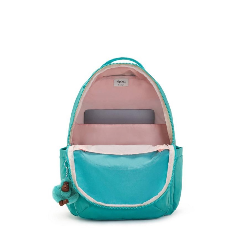 Turquoise Kipling Seoul Large Laptop Backpacks | UAE-K1338W