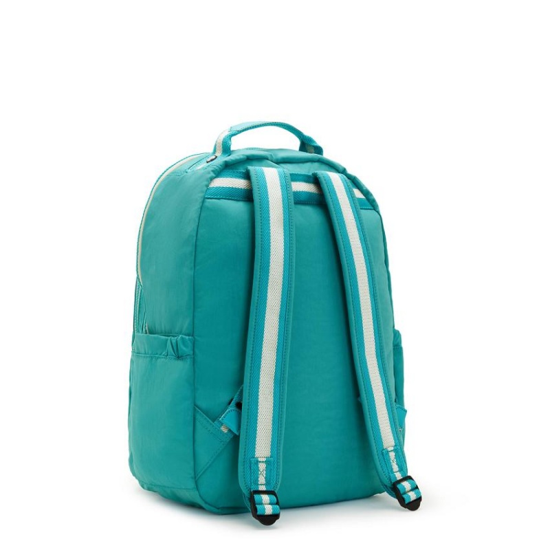 Turquoise Kipling Seoul Large Laptop Backpacks | UAE-K1338W